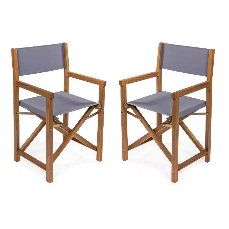 Cukor Classic Vintage - Sedia da regista pieghevole in legno di acacia con seduta in tela (set di 2) - JONATHAN Y