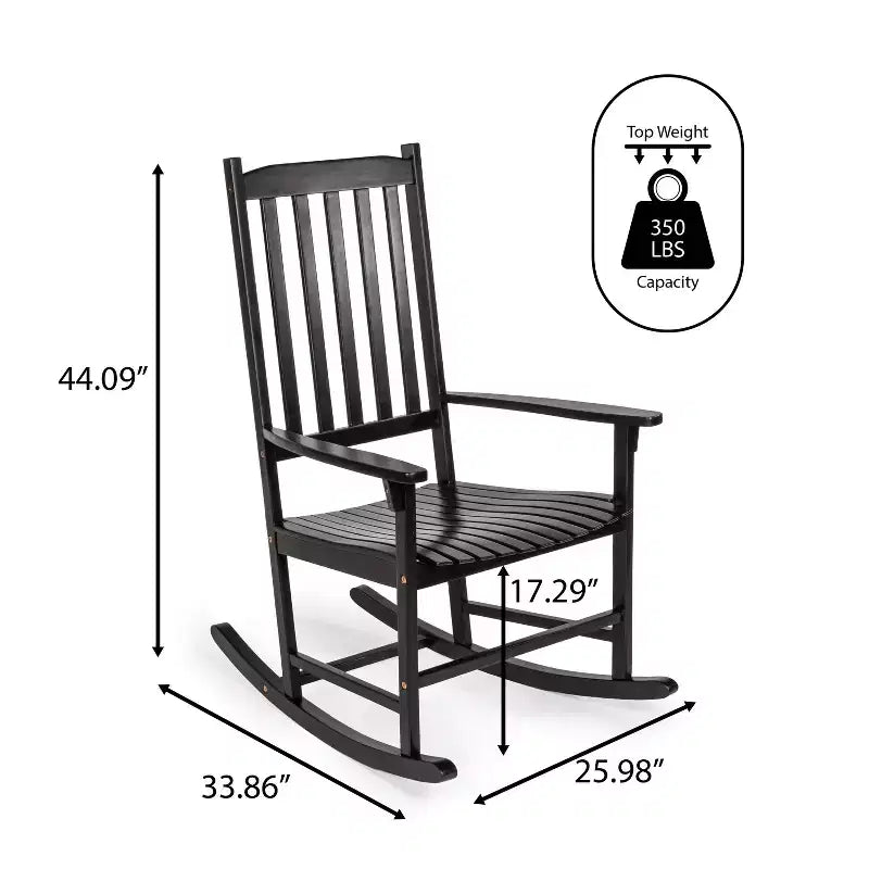 Seagrove Farmhouse Classic Slat-Back 350-LBS Support Acacia Wood Outdoor Rocking Chair- JONATHAN Y