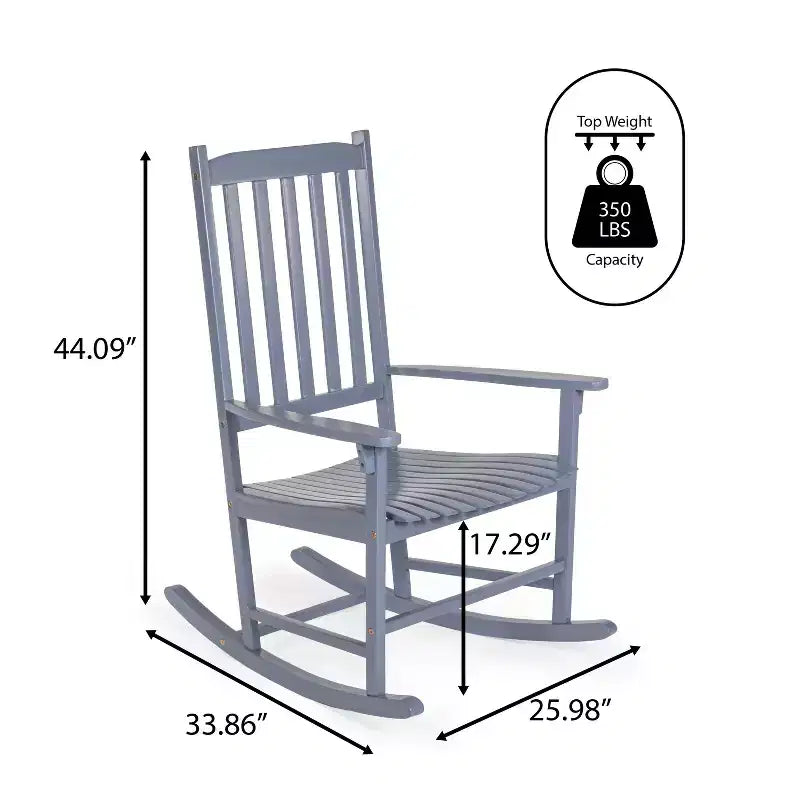 Seagrove Farmhouse Classic Slat-Back 350-LBS Support Acacia Wood Outdoor Rocking Chair- JONATHAN Y