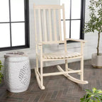Seagrove Farmhouse Classic Slat-Back 350-LBS Support Acacia Wood Outdoor Rocking Chair- JONATHAN Y