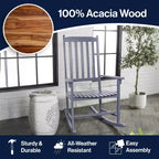Seagrove Farmhouse Classic Slat-Back 350-LBS Support Acacia Wood Outdoor Rocking Chair- JONATHAN Y
