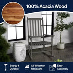 Seagrove Farmhouse Classic Slat-Back 350-LBS Support Acacia Wood Outdoor Rocking Chair- JONATHAN Y