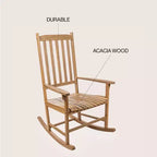 Seagrove Farmhouse Classic Slat-Back 350-LBS Support Acacia Wood Outdoor Rocking Chair- JONATHAN Y