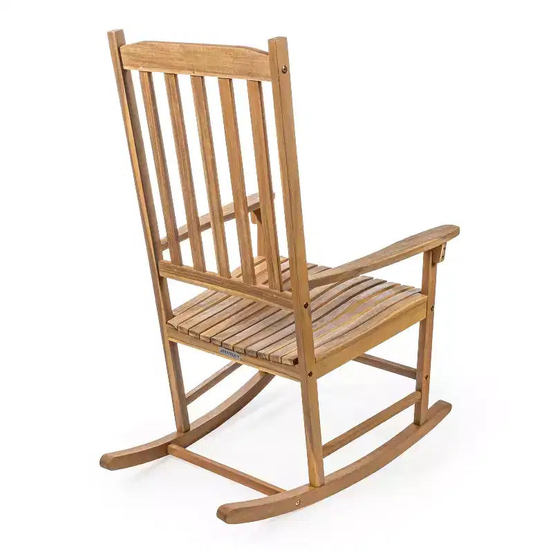 Seagrove Farmhouse Classic Slat-Back 350-LBS Support Acacia Wood Outdoor Rocking Chair- JONATHAN Y