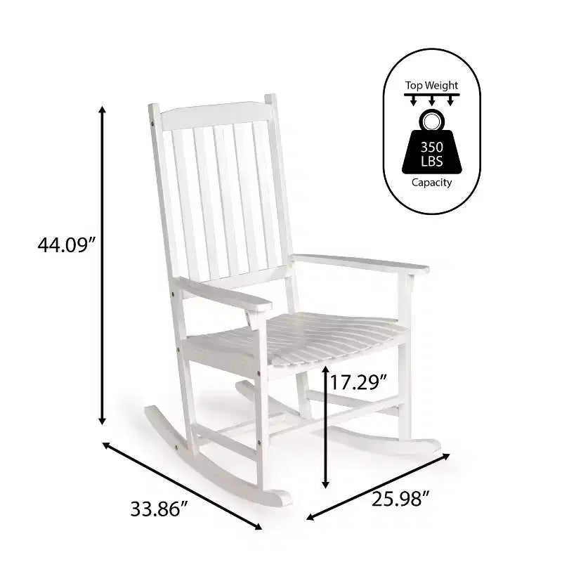 Seagrove Farmhouse Classic Slat-Back 350-LBS Support Acacia Wood Outdoor Rocking Chair- JONATHAN Y