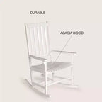 Seagrove Farmhouse Classic Slat-Back 350-LBS Support Acacia Wood Outdoor Rocking Chair- JONATHAN Y