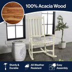 Seagrove Farmhouse Classic Slat-Back 350-LBS Support Acacia Wood Outdoor Rocking Chair- JONATHAN Y