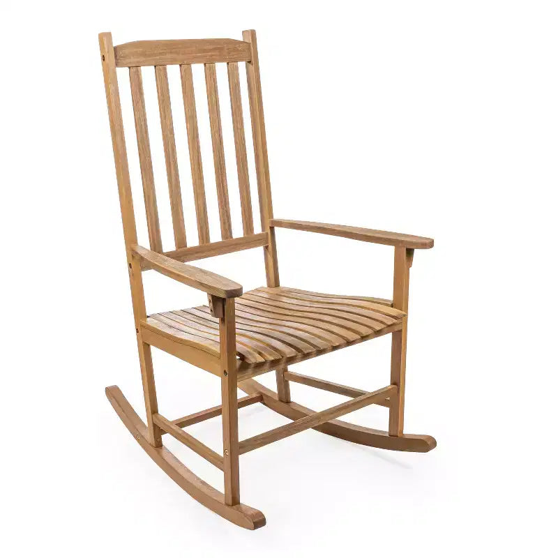 Sedia a Dondolo da Esterno Seagrove Farmhouse Classic Slat-Back in Legno di Acacia, Supporto 160 kg - JONATHAN Y