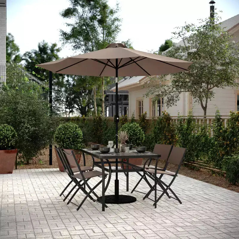Flash Furniture Sedie pieghevoli da esterno Brazos Series 4 pz con materiale Flex Comfort e struttura in metallo