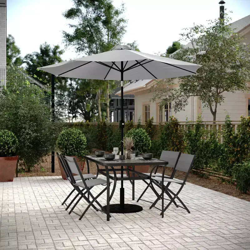 Flash Furniture Sedie pieghevoli da esterno Brazos Series 4 pz con materiale Flex Comfort e struttura in metallo