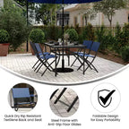 Flash Furniture Sedie pieghevoli da esterno Brazos Series 4 pz con materiale Flex Comfort e struttura in metallo
