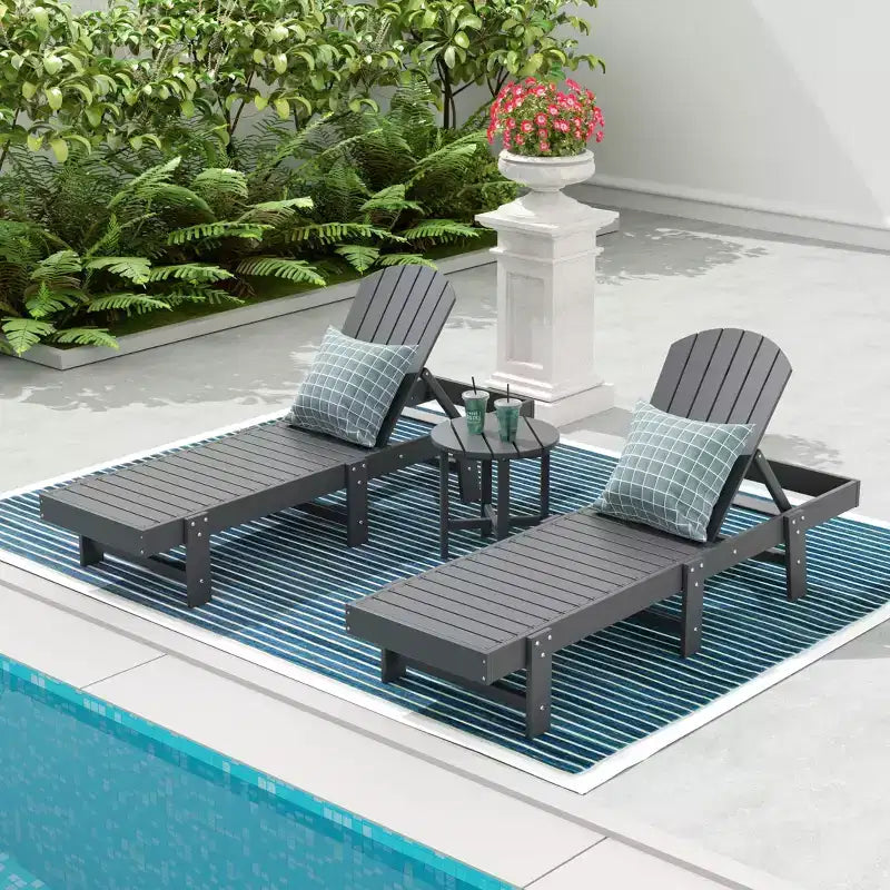 WestinTrends Dylan 3 Piece Adirondack Poly Reclining Chaise Lounge