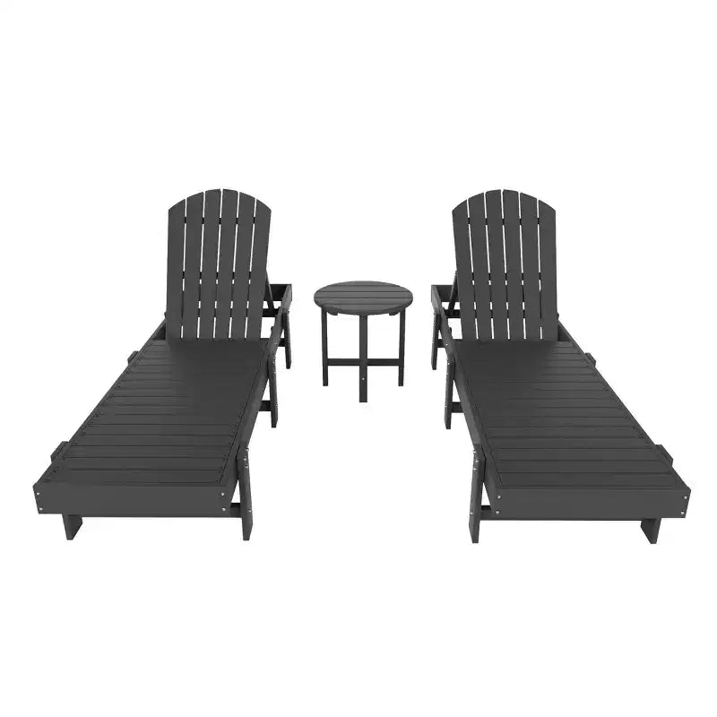 WestinTrends Dylan 3 Piece Adirondack Poly Reclining Chaise Lounge