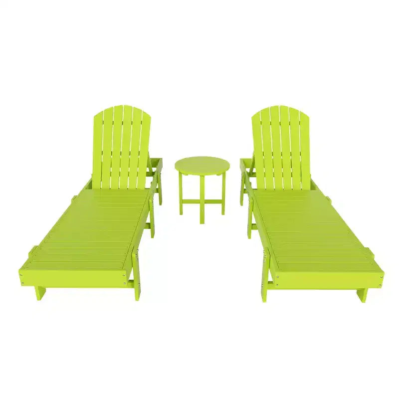 WestinTrends Dylan 3 Piece Adirondack Poly Reclining Chaise Lounge