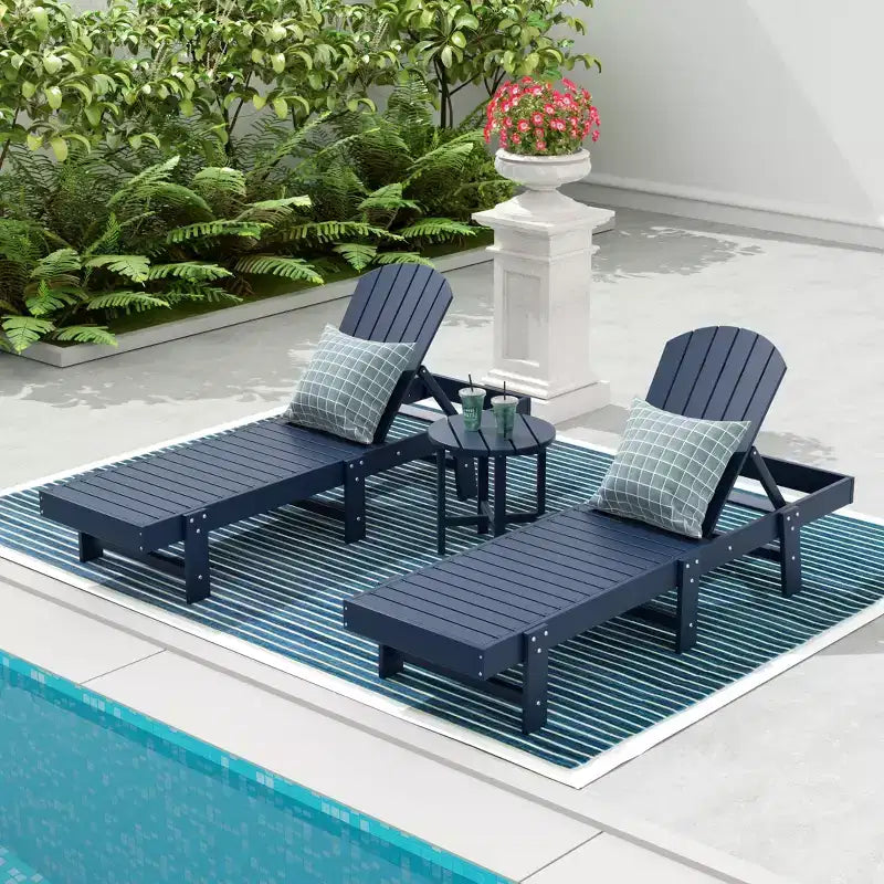 WestinTrends Dylan 3 Piece Adirondack Poly Reclining Chaise Lounge