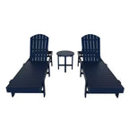WestinTrends Dylan 3 Piece Adirondack Poly Reclining Chaise Lounge