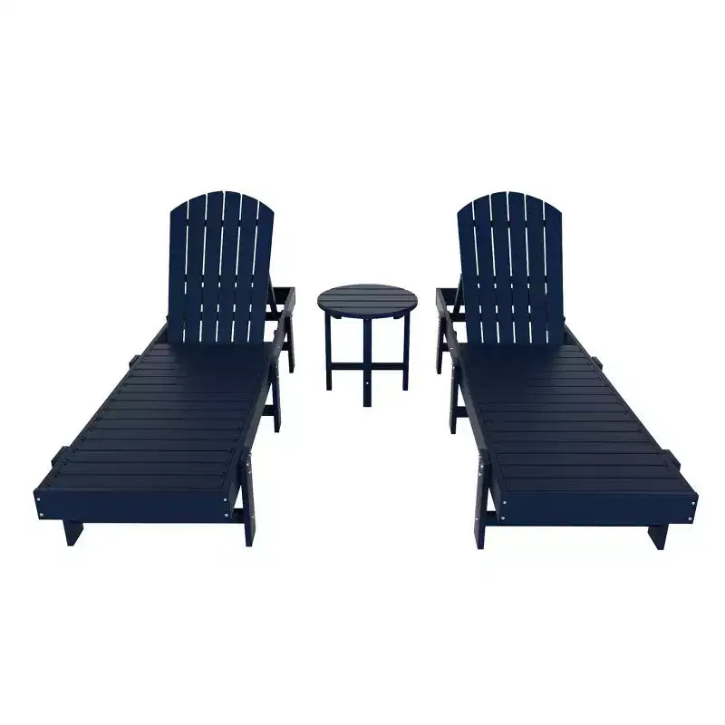 WestinTrends Dylan 3 Piece Adirondack Poly Reclining Chaise Lounge
