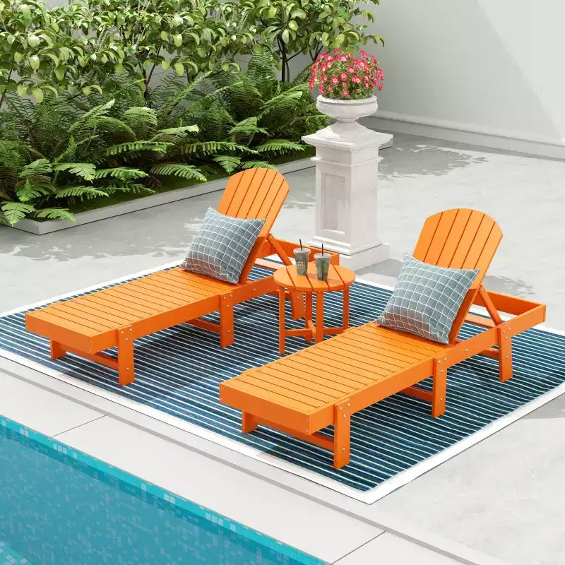 WestinTrends Dylan 3 Piece Adirondack Poly Reclining Chaise Lounge