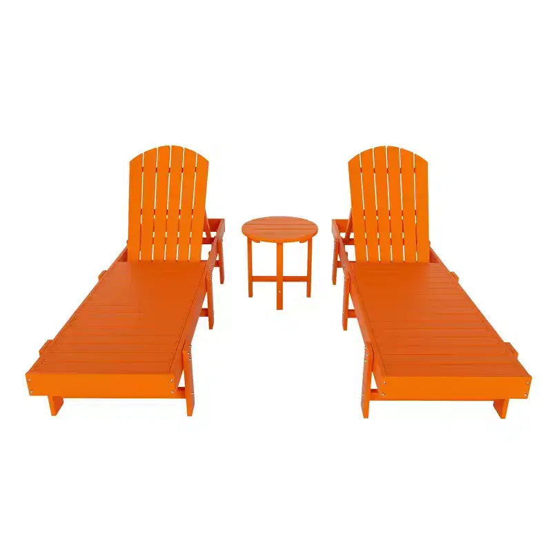 WestinTrends Dylan 3 Piece Adirondack Poly Reclining Chaise Lounge