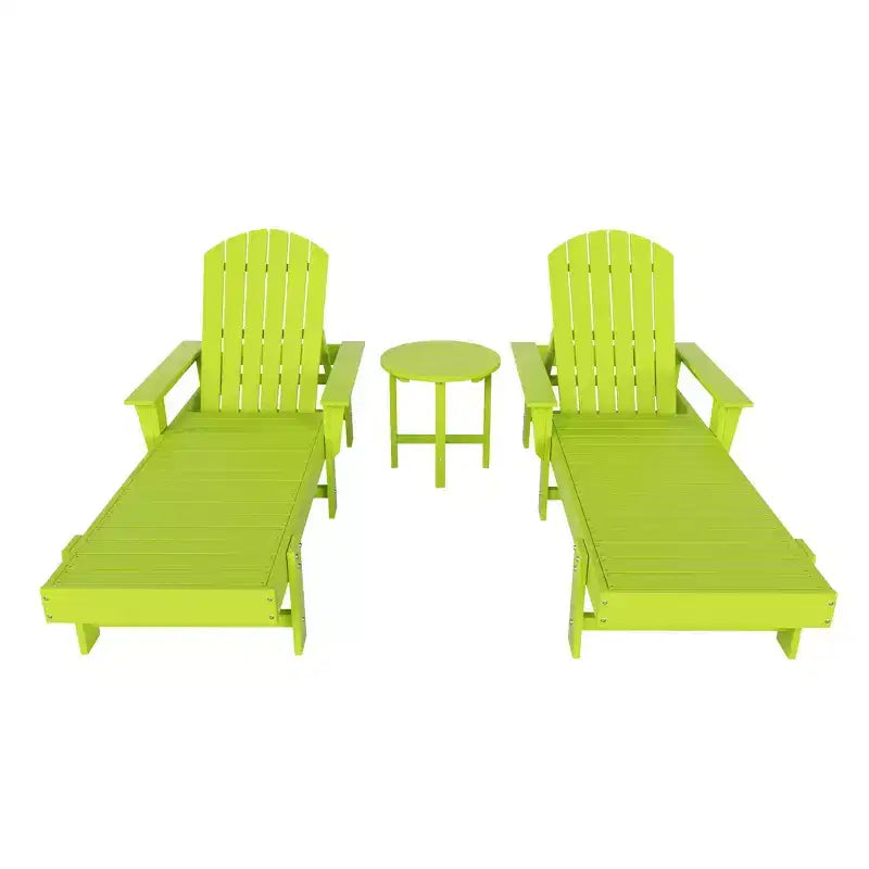 WestinTrends Dylan 3 Piece Adirondack Poly Reclining Chaise Lounge With Arms