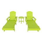 WestinTrends Dylan 3 Piece Adirondack Poly Reclining Chaise Lounge With Arms
