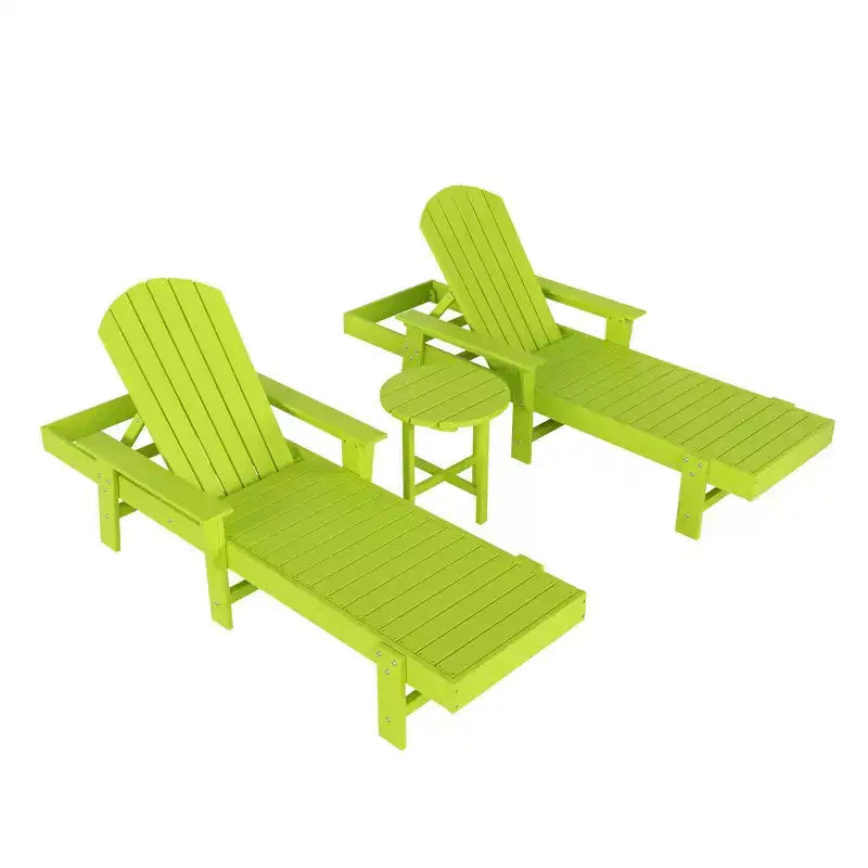 WestinTrends Dylan 3 Piece Adirondack Poly Reclining Chaise Lounge With Arms