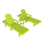 WestinTrends Dylan 3 Piece Adirondack Poly Reclining Chaise Lounge With Arms