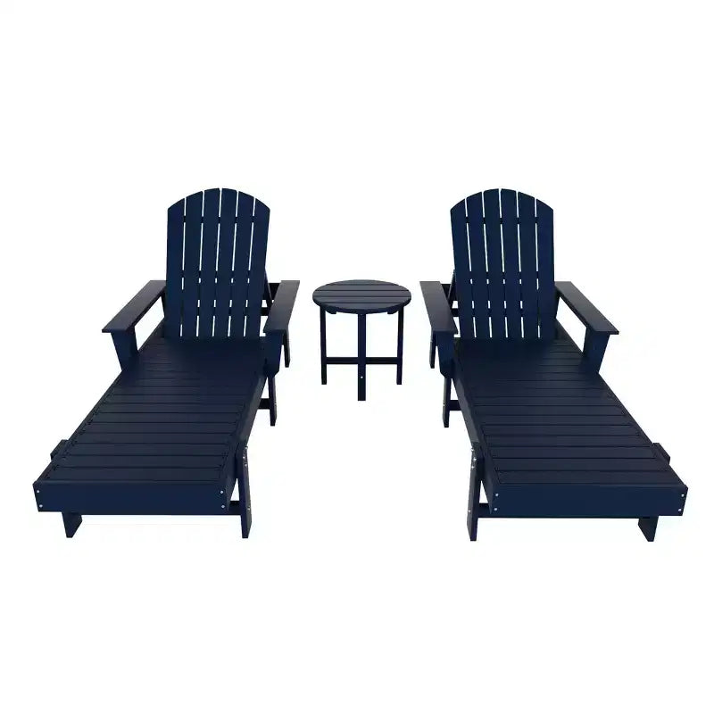 WestinTrends Dylan 3 Piece Adirondack Poly Reclining Chaise Lounge With Arms