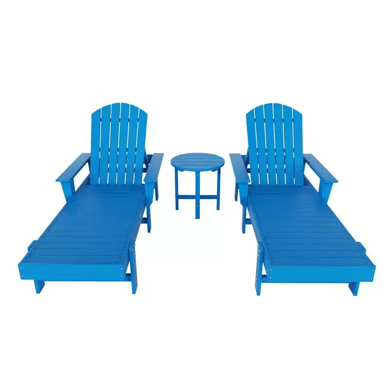 WestinTrends Dylan 3 Piece Adirondack Poly Reclining Chaise Lounge With Arms