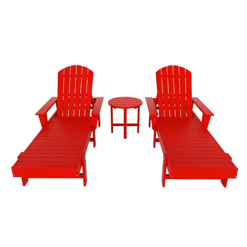 WestinTrends Dylan 3 Piece Adirondack Poly Reclining Chaise Lounge With Arms
