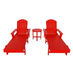 WestinTrends Dylan 3 Piece Adirondack Poly Reclining Chaise Lounge With Arms