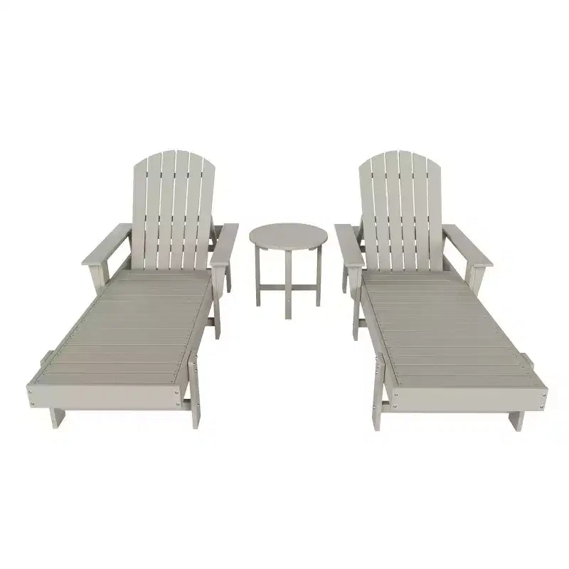 WestinTrends Dylan 3 Piece Adirondack Poly Reclining Chaise Lounge With Arms