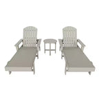 WestinTrends Dylan 3 Piece Adirondack Poly Reclining Chaise Lounge With Arms