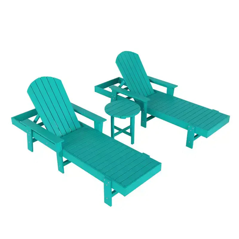 WestinTrends Dylan 3 Piece Adirondack Poly Reclining Chaise Lounge With Arms