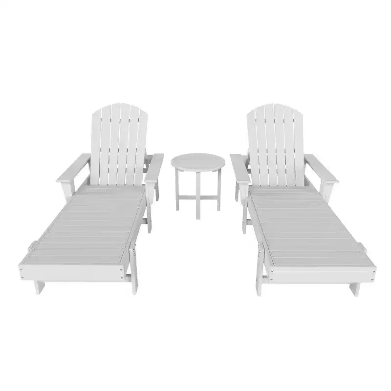 WestinTrends Dylan 3 Piece Adirondack Poly Reclining Chaise Lounge With Arms