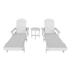 WestinTrends Dylan 3 Piece Adirondack Poly Reclining Chaise Lounge With Arms