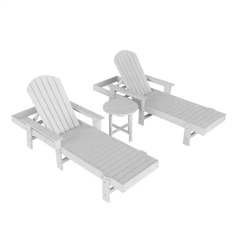 WestinTrends Dylan 3 Piece Adirondack Poly Reclining Chaise Lounge With Arms