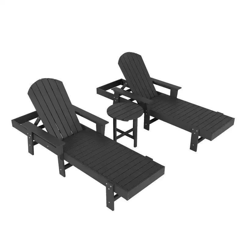 WestinTrends Dylan 3 Piece Adirondack Poly Reclining Chaise Lounge With Arms