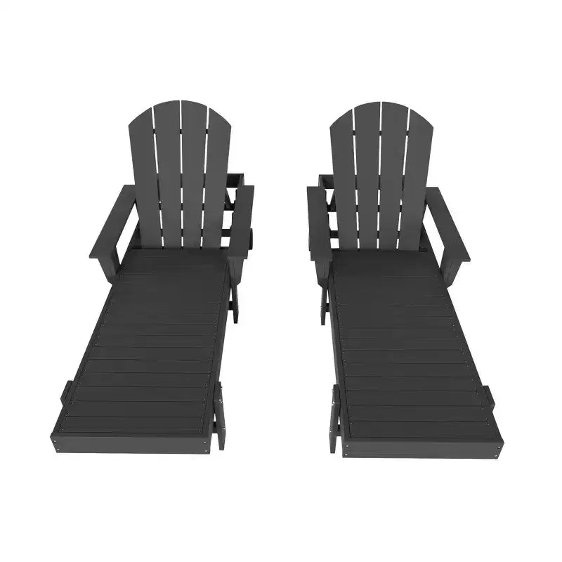 WestinTrends Dylan 2 Piece Adirondack Poly Reclining Chaise Lounge With Arms