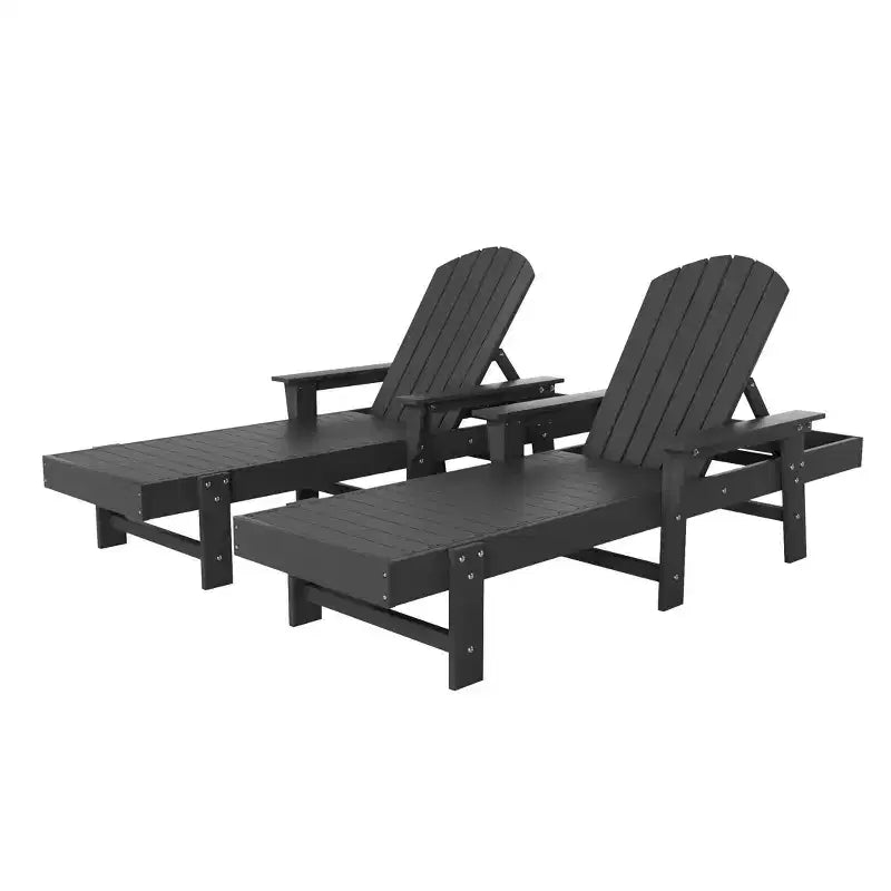 WestinTrends Dylan 2 Piece Adirondack Poly Reclining Chaise Lounge With Arms