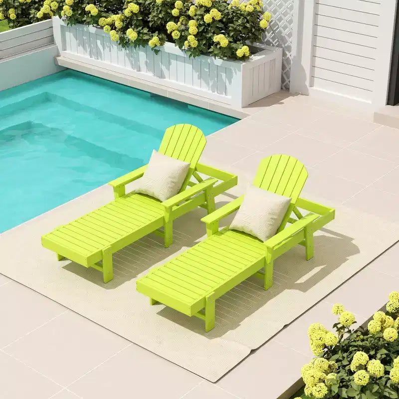 WestinTrends Dylan Chaise Longue reclinabile a 2 posti in poly con braccioli Adirondack