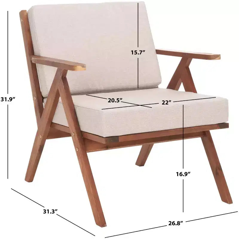 Dryad Chair W/ Cushions Indoor/Outdoor - PAT7324 - Natural/Light Grey - Safavieh