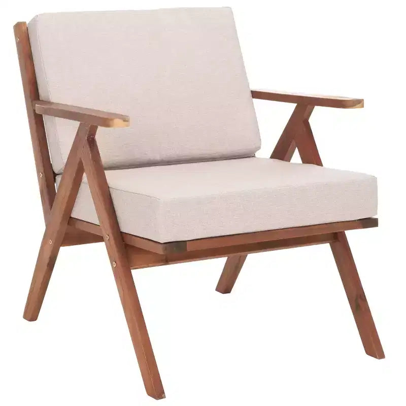 Dryad Chair W/ Cushions Indoor/Outdoor - PAT7324 - Natural/Light Grey - Safavieh