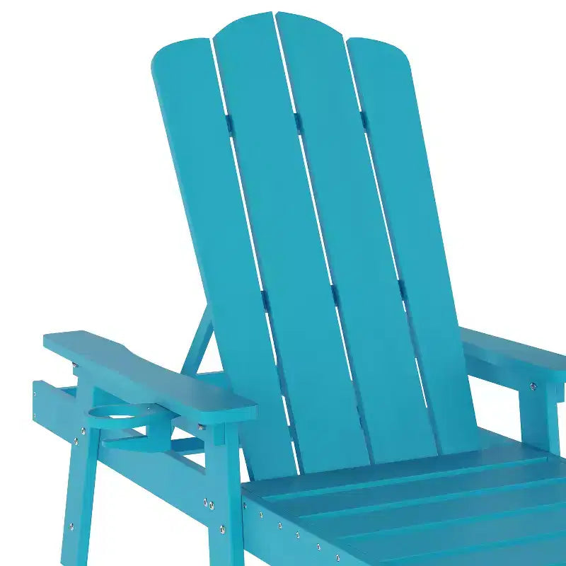 Flash Furniture Sonora Commercial Grade Adjustable Adirondack Lounger with Cupholder, All-Weather Indoor/Outdoor Recycled HDPE Lounge Chair
