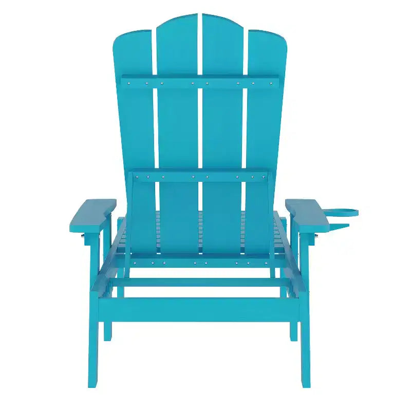 Flash Furniture Sonora Commercial Grade Adjustable Adirondack Lounger with Cupholder, All-Weather Indoor/Outdoor Recycled HDPE Lounge Chair