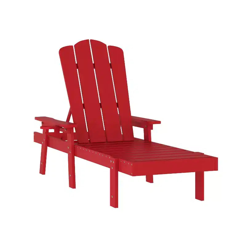 Flash Furniture Sonora, sedia a sdraio Adirondack regolabile di qualità commerciale con portabicchieri, per interni ed esterni, in HDPE riciclato e resistente alle intemperie
