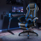 Sedia da E-Sport regolabile stile racing Costway con poggiatesta imbottito, supporto lombare blu/nero/grigio/rosso