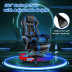 Sedia da E-Sport regolabile stile racing Costway con poggiatesta imbottito, supporto lombare blu/nero/grigio/rosso