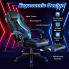 Sedia da E-Sport regolabile stile racing Costway con poggiatesta imbottito, supporto lombare blu/nero/grigio/rosso