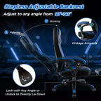 Sedia da E-Sport regolabile stile racing Costway con poggiatesta imbottito, supporto lombare blu/nero/grigio/rosso
